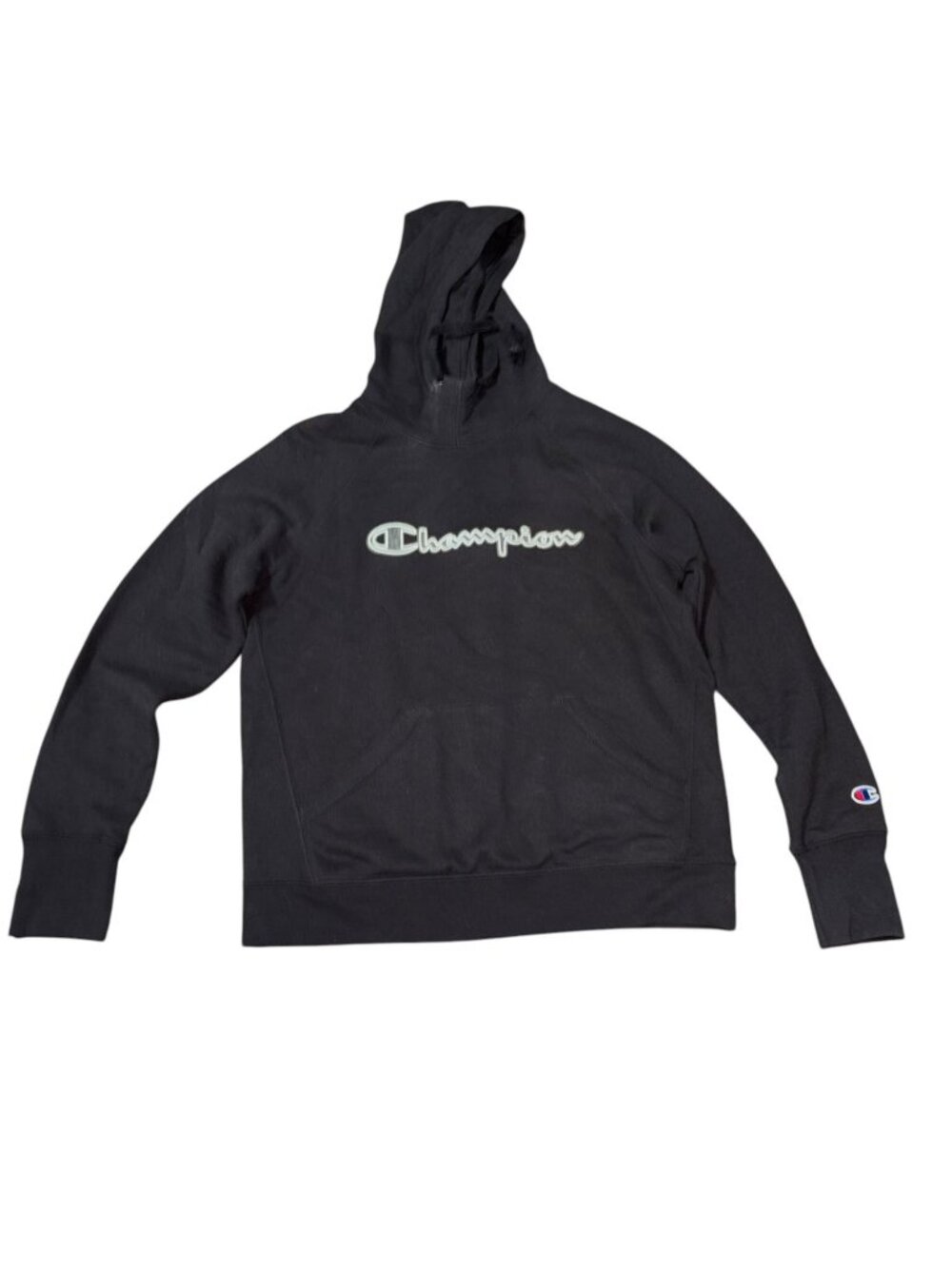 Champion Black Hooded Pouch  Sweatshirt XS